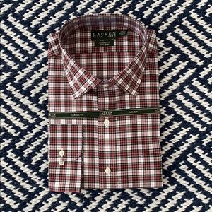 Lauren dress shirt NWT non iron red white black
